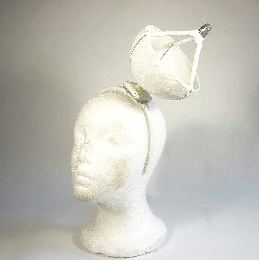 The Woman on the Beach, Sattelite Headpiece 2018 <br>papier-mâché, acrylic